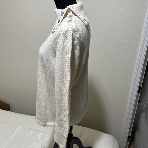 NWT Charter Club MOP Button Detail White WOOL ANGORA Blend Sweater Turtleneck XL - Picture 6 of 15